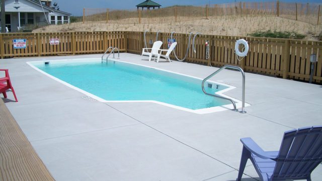 Outer Banks pools, commercial development fiberglass pool outer banks obx nc scapes pool and landscape design