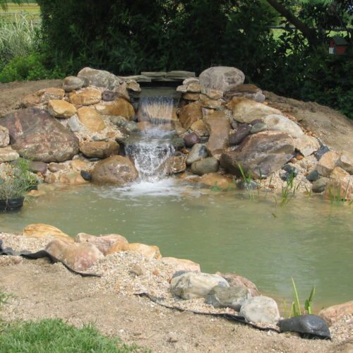 currituck water feature, waterfall moyock, ponds outer banks